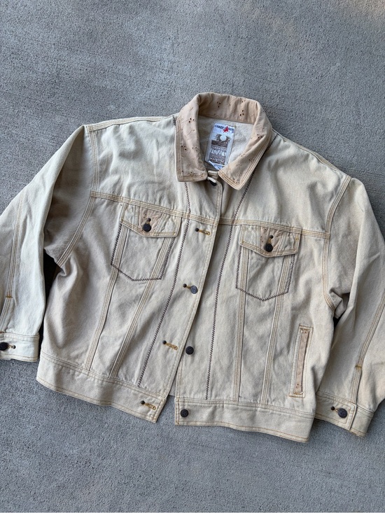 Crazy Horse By Liz Claiborne Jackets & Blazers - Vintage 90s crazy horse sun bleached floral embroidered jean jacket coat boho 12